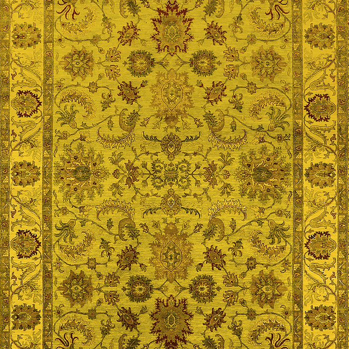 Machine Washable Oriental Yellow Industrial Rug, wshurb1523yw