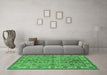 Machine Washable Oriental Emerald Green Industrial Area Rugs in a Living Room,, wshurb1523emgrn