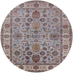 Round Mid-Century Modern Dark Gray Oriental Rug, urb1523