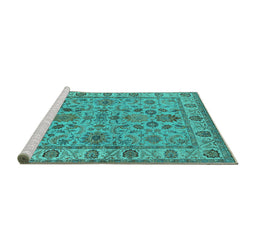 Sideview of Machine Washable Oriental Turquoise Industrial Area Rugs, wshurb1523turq
