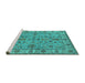 Sideview of Machine Washable Oriental Turquoise Industrial Area Rugs, wshurb1523turq