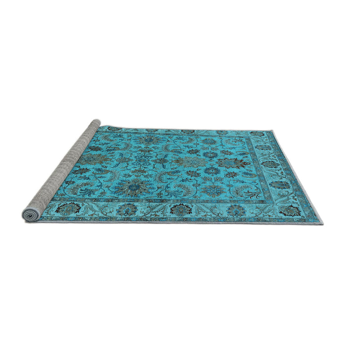 Sideview of Machine Washable Oriental Light Blue Industrial Rug, wshurb1523lblu