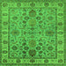 Square Machine Washable Oriental Green Industrial Area Rugs, wshurb1523grn