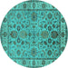 Round Oriental Turquoise Industrial Rug, urb1523turq