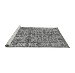 Sideview of Machine Washable Oriental Gray Industrial Rug, wshurb1523gry
