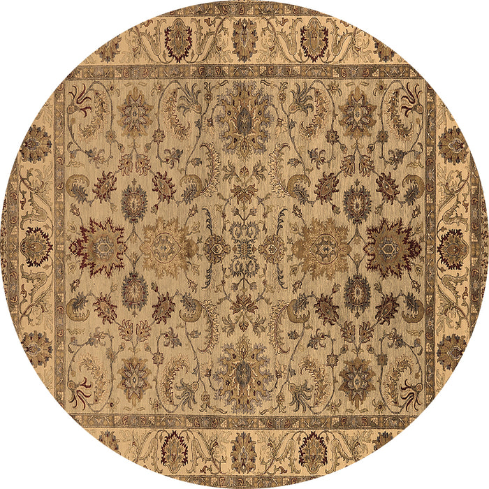Round Oriental Brown Industrial Rug, urb1523brn