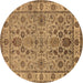 Round Oriental Brown Industrial Rug, urb1523brn