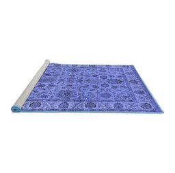 Sideview of Machine Washable Oriental Blue Industrial Rug, wshurb1523blu