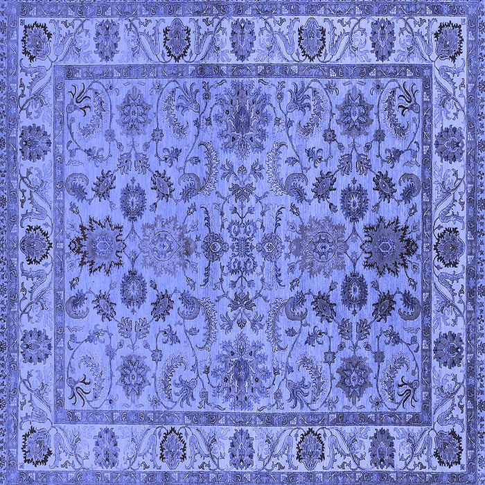 Square Machine Washable Oriental Blue Industrial Rug, wshurb1523blu