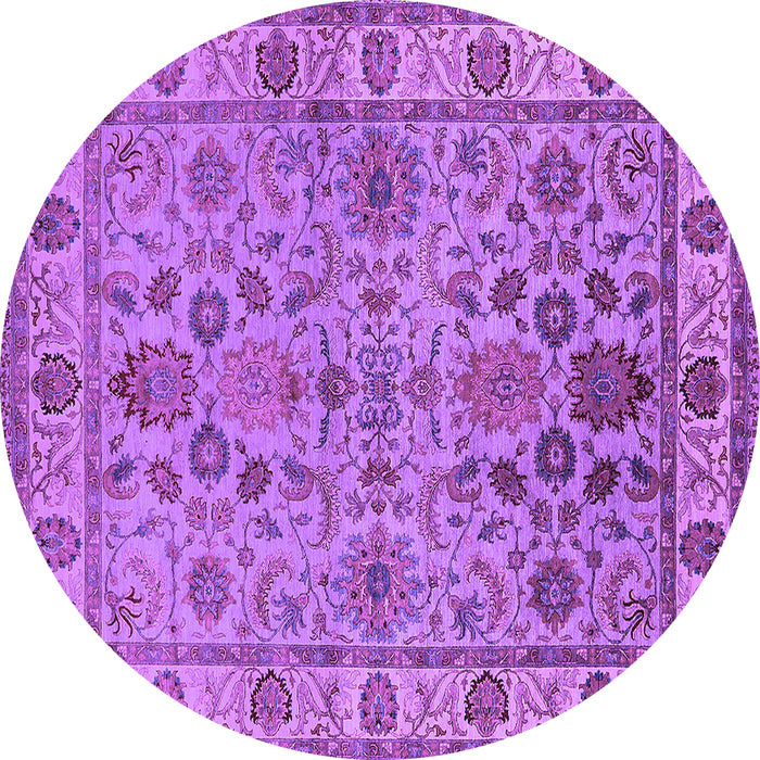 Round Oriental Purple Industrial Rug, urb1523pur