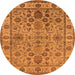 Round Machine Washable Oriental Orange Industrial Area Rugs, wshurb1523org