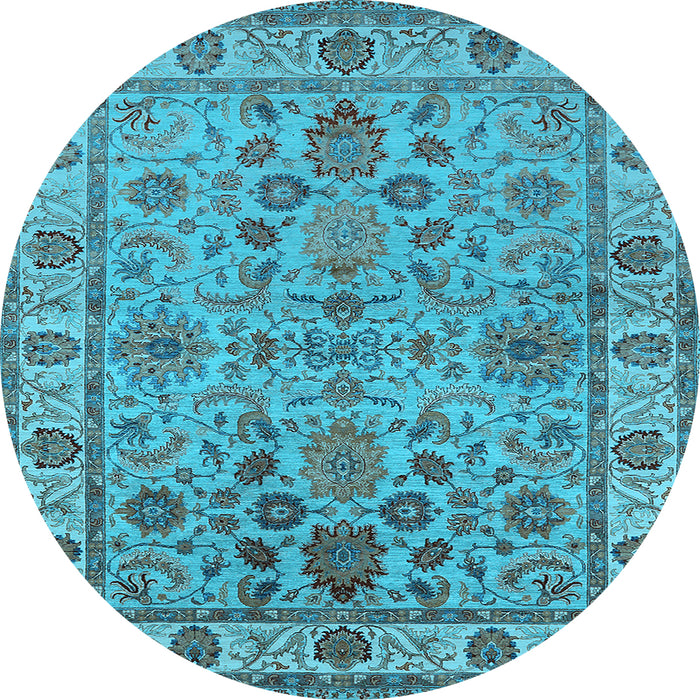 Round Oriental Light Blue Industrial Rug, urb1523lblu