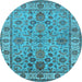 Round Oriental Light Blue Industrial Rug, urb1523lblu