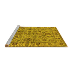 Sideview of Machine Washable Oriental Yellow Industrial Rug, wshurb1523yw
