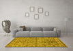 Machine Washable Oriental Yellow Industrial Rug in a Living Room, wshurb1523yw