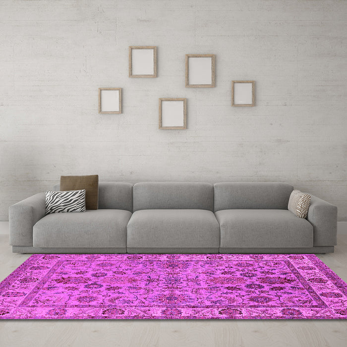 Machine Washable Oriental Pink Industrial Rug in a Living Room, wshurb1523pnk