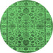 Round Oriental Emerald Green Industrial Rug, urb1523emgrn