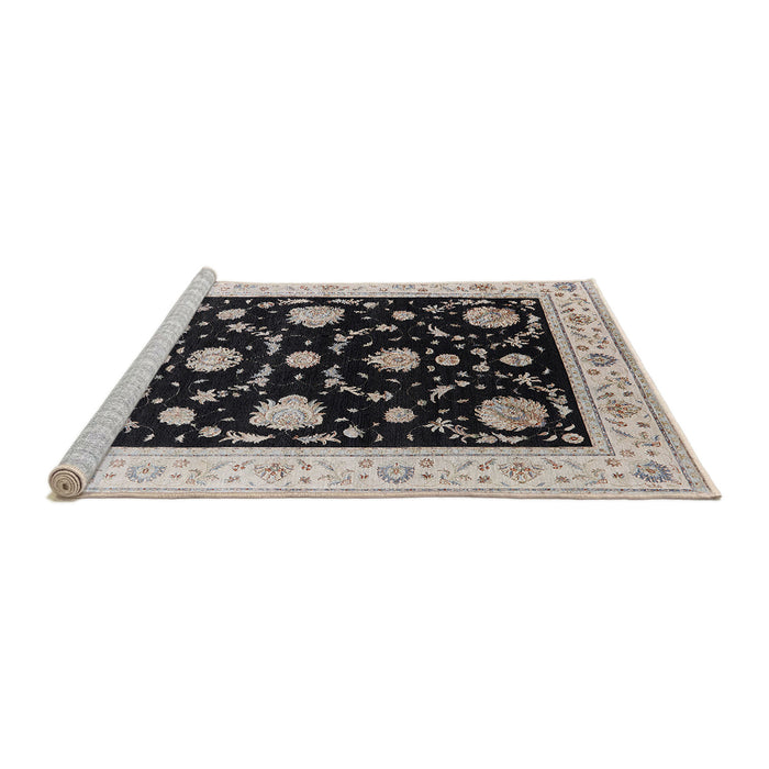 Sideview of Machine Washable Industrial Modern Desert Sand Beige Rug, wshurb1524