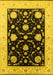 Machine Washable Oriental Yellow Industrial Rug, wshurb1524yw