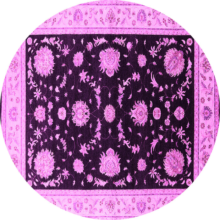 Round Machine Washable Oriental Pink Industrial Rug, wshurb1524pnk