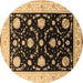 Round Oriental Brown Industrial Rug, urb1524brn