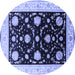 Round Oriental Blue Industrial Rug, urb1524blu