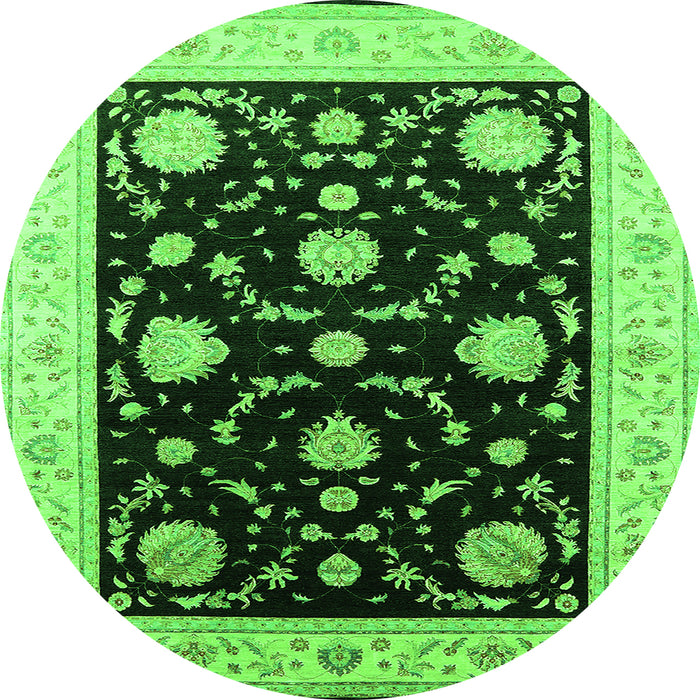 Round Oriental Green Industrial Rug, urb1524grn