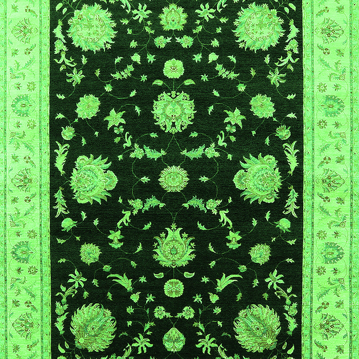 Machine Washable Oriental Green Industrial Area Rugs, wshurb1524grn