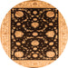 Round Machine Washable Oriental Orange Industrial Area Rugs, wshurb1524org