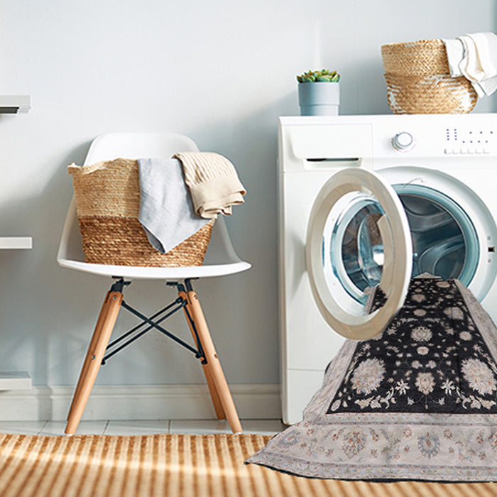 Machine Washable Industrial Modern Desert Sand Beige Rug in a Washing Machine, wshurb1524