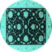 Round Oriental Turquoise Industrial Rug, urb1524turq