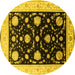 Round Oriental Yellow Industrial Rug, urb1524yw