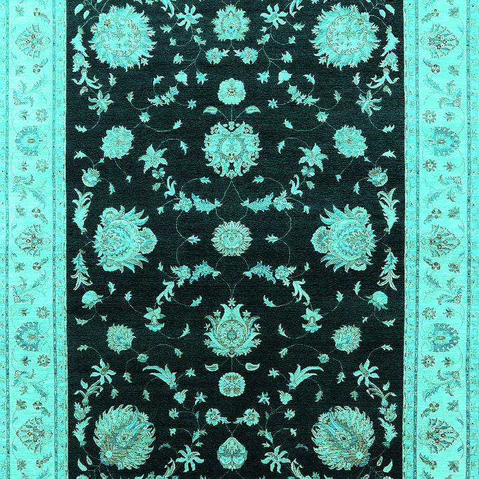 Machine Washable Oriental Turquoise Industrial Area Rugs, wshurb1524turq