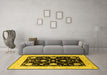 Machine Washable Oriental Yellow Industrial Rug in a Living Room, wshurb1524yw