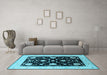 Machine Washable Oriental Light Blue Industrial Rug in a Living Room, wshurb1524lblu