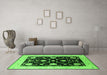 Machine Washable Oriental Green Industrial Area Rugs in a Living Room,, wshurb1524grn