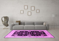 Machine Washable Oriental Pink Industrial Rug, wshurb1524pnk