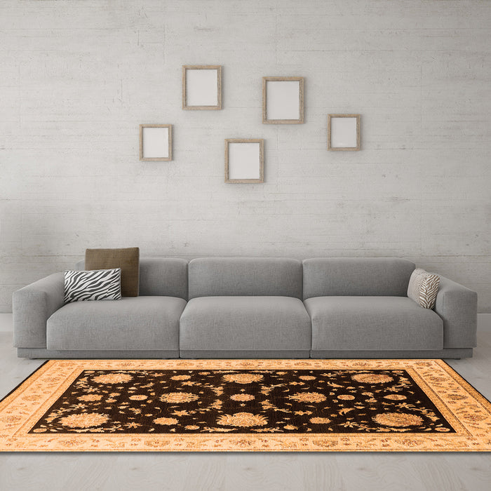 Machine Washable Oriental Orange Industrial Area Rugs in a Living Room, wshurb1524org