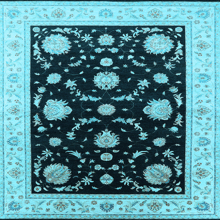 Square Machine Washable Oriental Light Blue Industrial Rug, wshurb1524lblu