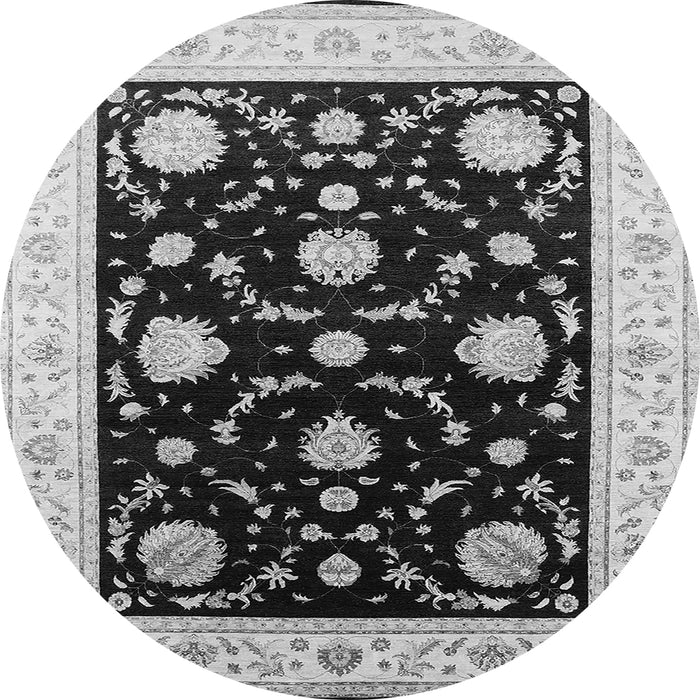 Round Oriental Gray Industrial Rug, urb1524gry