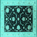 Square Oriental Turquoise Industrial Rug, urb1524turq