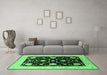 Machine Washable Oriental Emerald Green Industrial Area Rugs in a Living Room,, wshurb1524emgrn