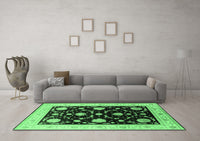 Machine Washable Oriental Emerald Green Industrial Rug, wshurb1524emgrn