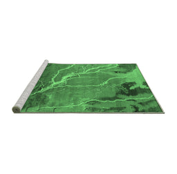 Sideview of Machine Washable Oriental Emerald Green Industrial Area Rugs, wshurb1525emgrn