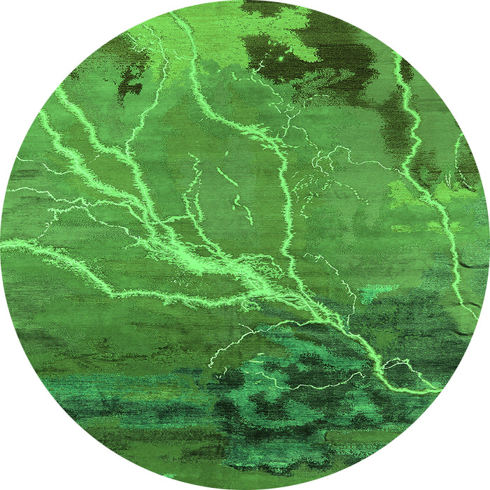 Round Oriental Green Industrial Rug, urb1525grn