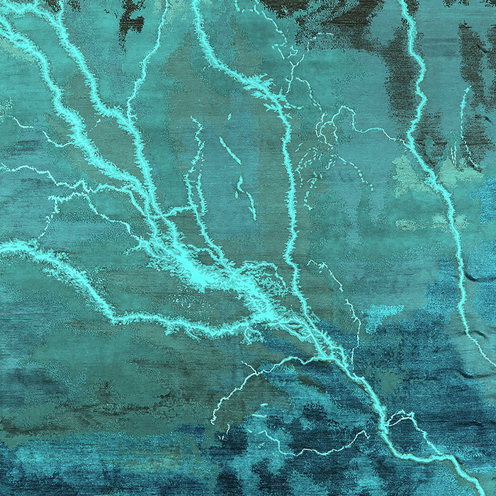 Machine Washable Oriental Turquoise Industrial Area Rugs, wshurb1525turq