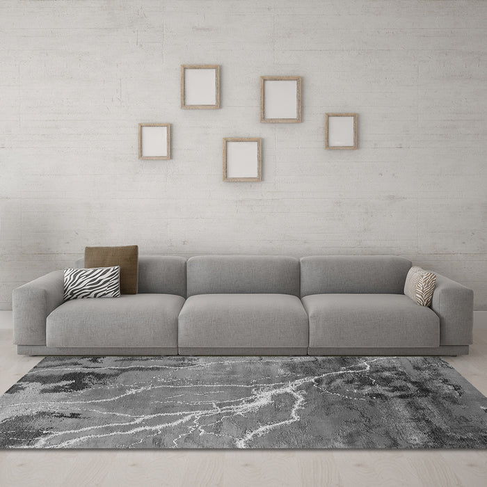 Machine Washable Oriental Gray Industrial Rug in a Living Room,, wshurb1525gry