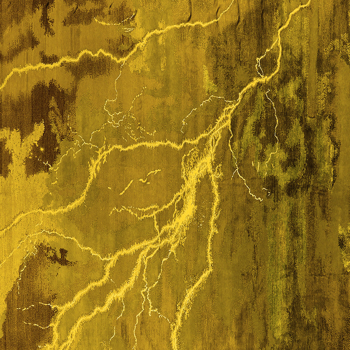 Square Machine Washable Oriental Yellow Industrial Rug, wshurb1525yw