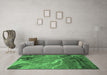 Machine Washable Oriental Emerald Green Industrial Area Rugs in a Living Room,, wshurb1525emgrn