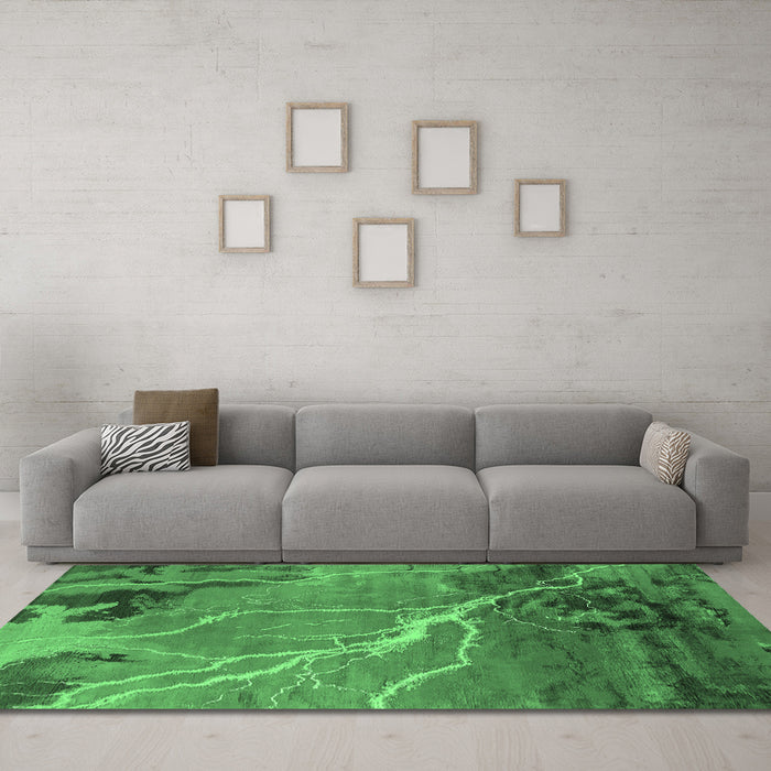 Machine Washable Oriental Emerald Green Industrial Area Rugs in a Living Room,, wshurb1525emgrn